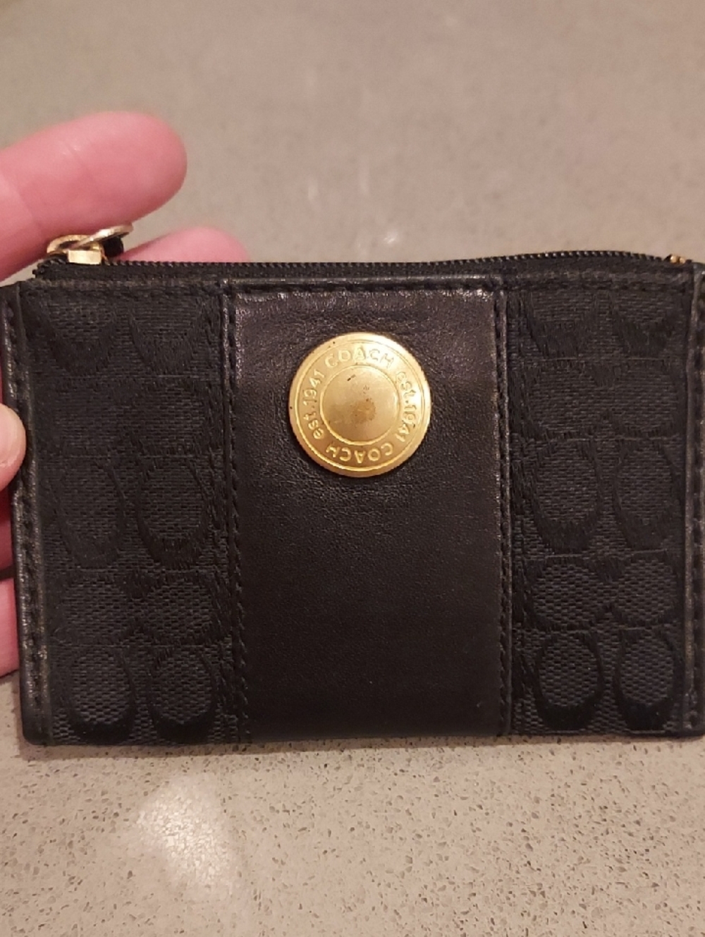 Coach Mini Signature Skinny Coin Purse Keychain Wallet